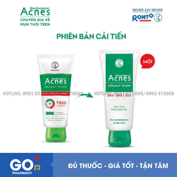 Sữa rửa mặt Acnes ngừa mụn creamy wash 100g